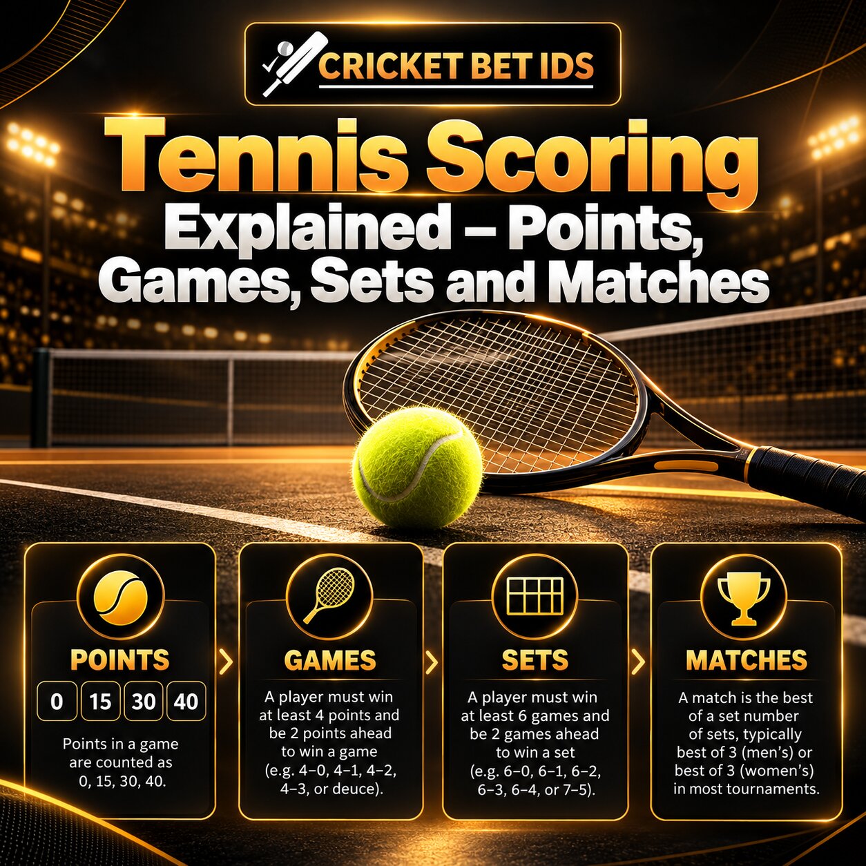 Tennis Scoring Explained – Points, Games, Sets and Matches