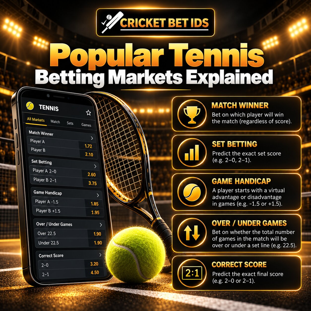 Popular Tennis Betting Markets Explained
